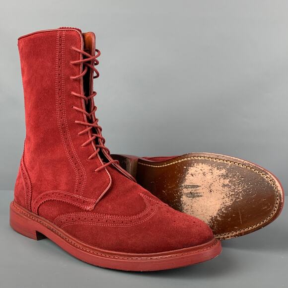 FLORSHEIM by DUCKIE BROWN Size 10 Burgundy Perforated Leather Wingtip Boots main image 10